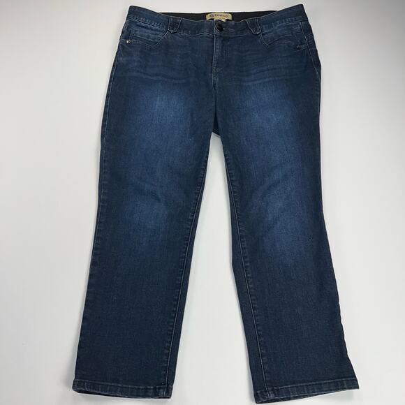 Democracy “Ab”Solution Tummy Control Dark Wash Crop Straight Leg Jeans Size 16W - Picture 1 of 12